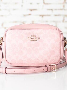 Coach Mini Jamie Camera Bag in Powder Pink Signature Canvas MSRP $278